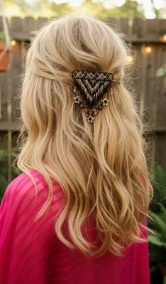 Cordón boho hippie con cuentas con flecos de estrella y cierre de clip francés guatemalteco Foto 1 de 4