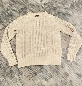 LL Bean Signature Sweater Fisherman Cable Knit Chunky Women’s Heavy Cotton Sz M - Picture 1 of 9