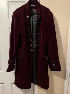 Mens Velvet Goth Steampunk Victorian Frock Jacket Coat 3XL - Picture 1 of 6