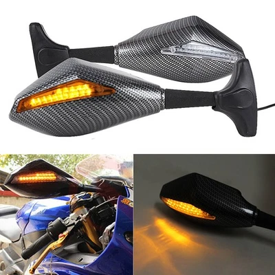Espejo retrovisor para motocicleta con señal de giro LED apto para Yamaha YZF R6 1999-2008 Foto 1 de 4