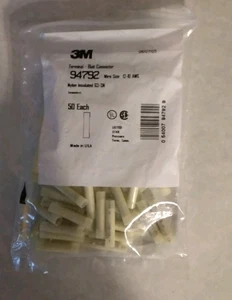 BUTT SPLICE CONNECTOR, 12-10 AWG, YELLOW,  VINYL INSULATED, 50 BAG, 3M94792, NEW - Picture 1 of 2