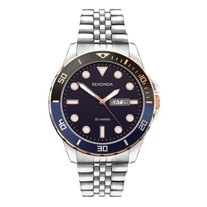 Sekonda Gents 44mm Blue Dial Dive Style 50m Watch Model 1830 RRP £59.99 - Picture 1 of 8