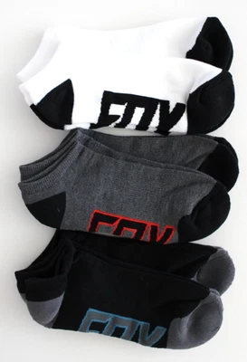 Meias Fox Racing No Show pacote com 6 masculinas S/M preto/cinza urze/vermelho - Imagem 1 de 4