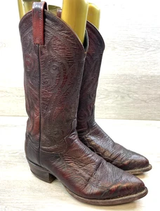 Tony Lama Men's 7.5D Brown Leather Western Cowboy Boots 05702 Round Toe Vintage - Picture 1 of 14