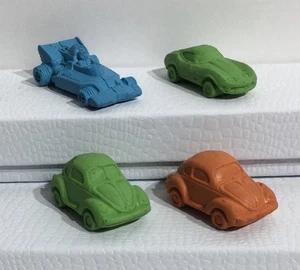 VTG 1980'S Rubber Erasers Car Lot Of 4 Stingray Beetle Formula 1 - Picture 1 of 21