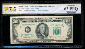 AC 1950C $100 FRN Chicago PCGS 63 PPQ Fr 2160-G - Picture 1 of 2