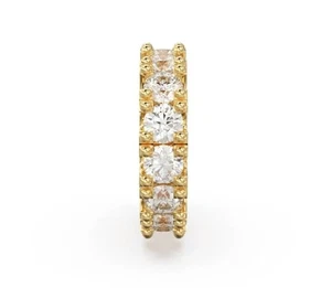 925 Sterling Silver Handmade Pave Diamond Round Spacer Bead Finding Jewelry - Picture 1 of 2