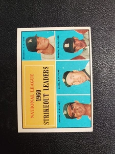 1961 Topps Don Drysdale Sandy Koufax Sam Jones #49 Strikeout Leaders en muy buen estado - Imagen 1 de 3