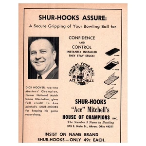Anuncio de bolos Shur-Hooks Ace Mitchell's House of Champions Dick Hoover 1969 AF6-1 - Imagen 1 de 2