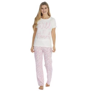 Ladies Wild At Heart Pyjamas Womens Pyjama PJ Nightwear Set - Picture 1 of 9