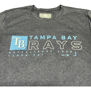 Tampa Bay Rays MLB Gray Majestic Tshirt Medium established 1998 Baseball Fan - Picture 1 of 5