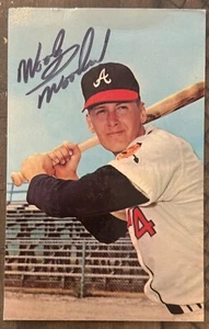 WOODY WOODWARD SIGNED 3.5"X5.5" POST CARD ATLANTA BRAVES - Picture 1 of 2
