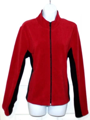 SO Womens Cozy Fleece Full Zip Jacket Red Black Colorblock Large 11/13 Juniors - Image 1 of 4