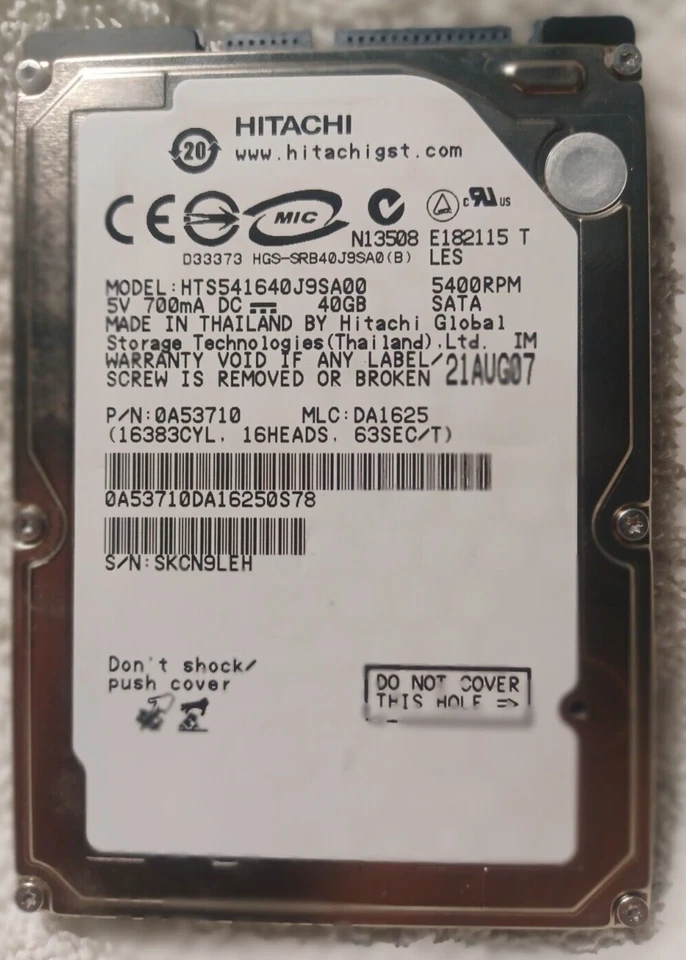 Hitachi HTS541640J9SA00 40GB 2.5" HDD Hard Drive for PS3 ***DESCRIPTION*** - Image 1 of 4