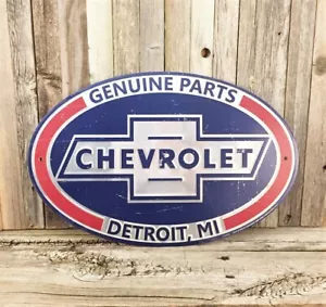 Chevrolet Chevy Genuine Parts 17.5" Metal Tin Sign Vintage Garage Man Cave New - Picture 1 of 2