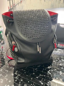 Louboutin Back Pack Bag Spike Spiked black red men's women's unisex - Picture 1 of 10