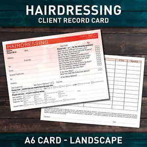Hairdressing Client Record Card Hair Consultation Treatment Therapists A6 x50 - Picture 1 of 3