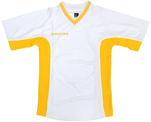 Diadora Villa 090 Soccer Team Jersey Futbol Polo Shirt White Yellow Youth Size L - Picture 1 of 2