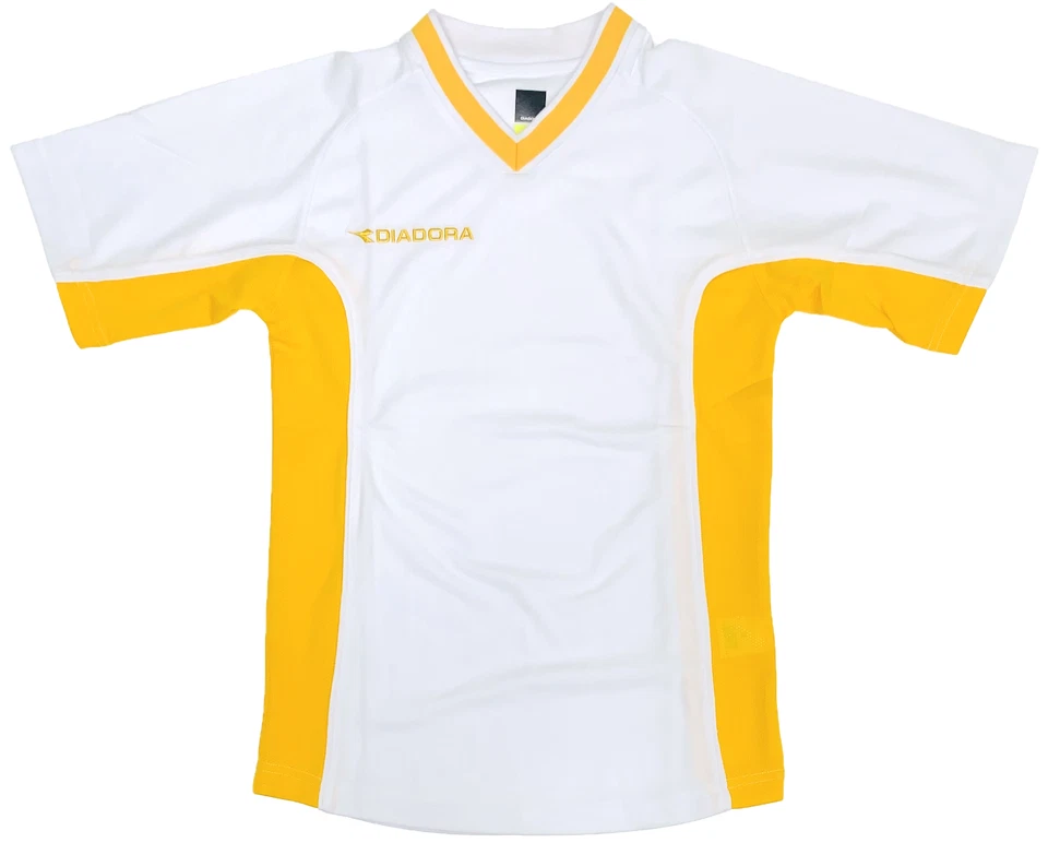 Camiseta polo de fútbol Diadora Villa 090 blanca amarilla juvenil talla L Foto 1 de 2