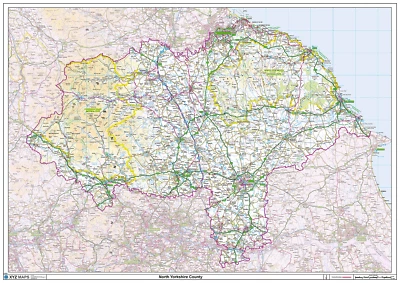 North Yorkshire Ceremonial County Map, County Map of North Yorkshire - Image 1 of 4