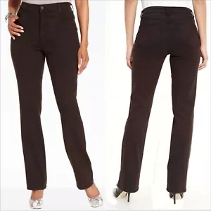 NYDJ Marilyn Straight Leg Jeans Size 18 NEW Espresso Brown Sueded Denim Stretch - Picture 1 of 9