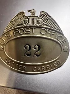 Post Office Letter Carrier Hat Badge #22 Vintage Postal CarrierMetal Shield US - Picture 1 of 2