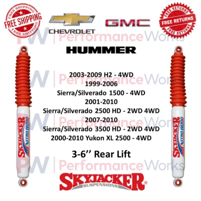 Skyjacker Shock Pair 3-6" Rear Lift For Sierra/ Silverado 3500 2500HD, Hummer H2 - Image 1 of 4