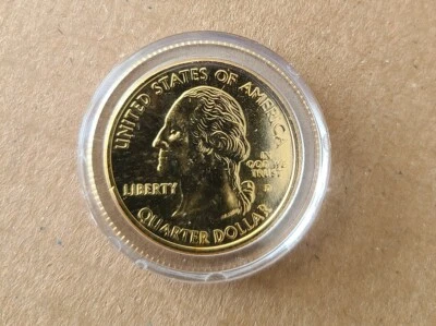 GOLD PLATED 2002-D LOUISIANA U.S. STATE QUARTER - Uncirculated  - Image 1 of 2