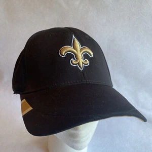 Reebok New Orleans Saints Fitted Black Hat Fit Stretch Flex NFL OnField S/M EUC - Picture 1 of 7