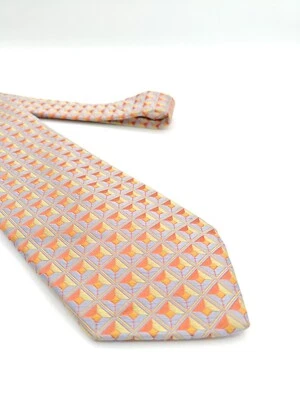 🇺🇲 Ike Behar Mens Silk Tie Multicolored Geometric Made In USA 59x3.5  - Image 1 of 4