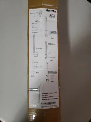 Deck Man 36 inch Stainless Steel Pole post light pole for wood railing - Image 1 of 4