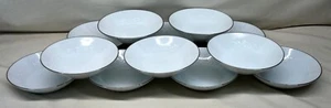 12 Noritake China Reina 6450Q White Platinum Trim Berry Fruit Bowls Japan 5 3/8" - Picture 1 of 10