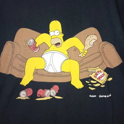 VINTAGE 1999 THE SIMPSONS HOMER SIMPSON SALTY SNAX T-SHIRT MATT GROENING 20th ce - Imagen 1 de 4