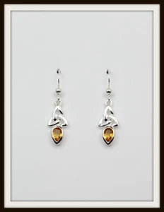 NOVIEMBRE ~ CITRINO ~ PENDIENTES DE PIEDRA DE NACIMIENTO DE PLATA ESTERLINA CELTA ~ REGALO DE CUMPLEAÑOS - Imagen 1 de 1