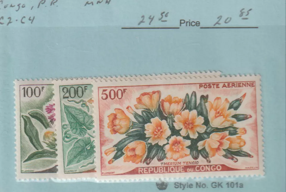 Congo MNH Set Scott C2-C4 Flores Foto 1 de 1