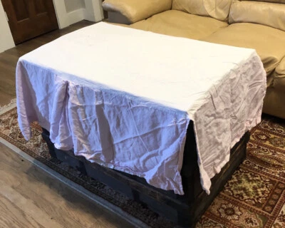 Falda de cama Pottery Barn de lino rosa claro liso habitación de niñas niños Foto 1 de 4