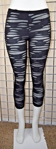 Textured Tights VTG 90s Black Semi Sheer Stripes Fashionable Nylon Tights Sz S/M - Picture 1 of 11