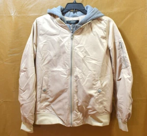 Sweatshirt Hooded Lined Jacket Coat Nylon Pockets Size Small Women's Zip - Picture 1 of 7