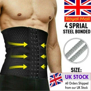 MEN'S WAIST TRAINER BODY SHAPER TUMMY CONTROL BELT BELLY FAT BURNER SLIM CORSET - Picture 1 of 19