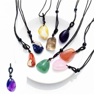 Natural Gravel Materials Crystal Necklace Pendant Rough Stone Polished Various - Picture 1 of 28