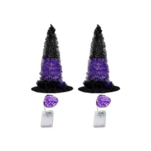 Halloween Decorating Hats 2 Pcs Lighted Hanging Wizard Hats With String Light - Picture 1 of 7