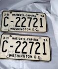 Washington DC 1974 Matched license Plates 
