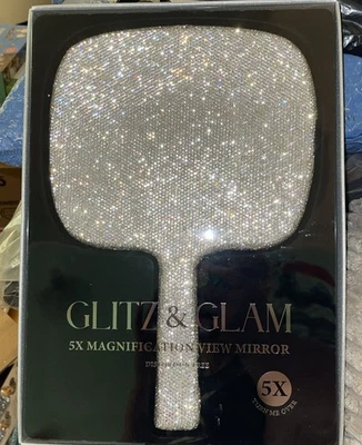 Espejo de mano Glitz & Glam grande deslumbrado transparente estrás aumento de 5 unidades NUEVO Foto 1 de 4