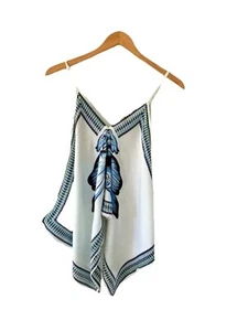 Neu mit Etikett Tank Top Camisole Med Baumwolle Spaghetti Riemen weiß Blumen Taschentuch Saum - Bild 1 von 4