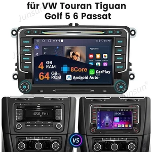 4G+64GB Autoradio Android 14 7" GPS Navi DVD Für VW Golf 5 6 Polo Touran Passat - Bild 1 von 19