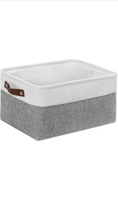 Patvingot Leinen Canvas Aufbewahrungskorb faltbar 40x30x21cm grau Ledergriffe - Bild 1 von 4
