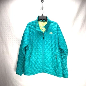 The North Face ThermoBall Eco Jacket Womens Large Teal Puffer Zip Winter Outdoor - Picture 1 of 8
