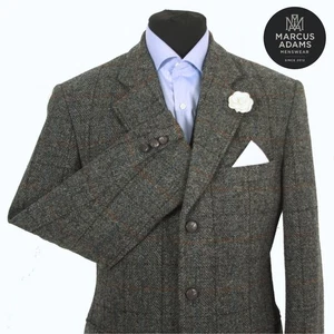 Harris Tweed Jacket Blazer Size 40R Country Windowpane Check Hacking Sports Mens - Picture 1 of 12