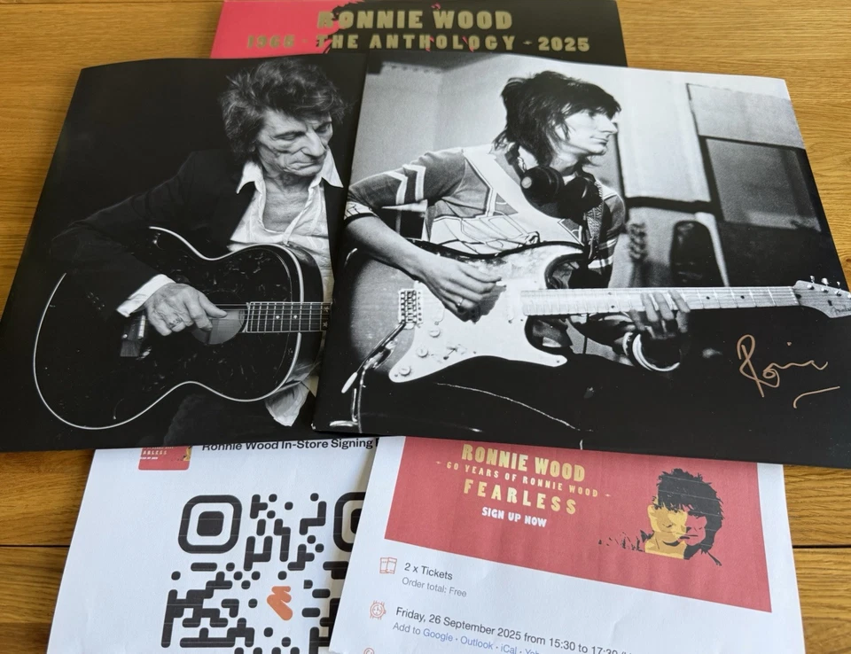 Ronnie Wood SIGNED Fearless LP Vinyl Cover EXACT PHOTO PROOF The Rolling Stones - Image 1 of 4