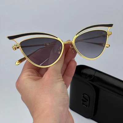 Valentino Women Sunglasses Gold Grey Cat Eye V-GLASSLINER VLS-118A-55 BRAND NEW - Image 1 of 4